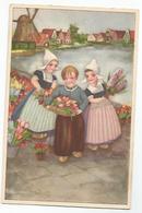 CPA Illustrateur Hannes Petersen  Enfants Avec Des Tulipes Moulin  N°69 - Petersen, Hannes