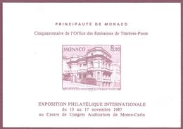 MONACO   - Epreuve Souvenir Exposition Philatélique  13 Au 17 Novembre  1987 - Cartas & Documentos