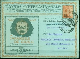 V6818 ITALIA 1921 REGNO B.L.P. 20 C. I Tipo Su Busta Lettera Postale Da Roma 20.7.1924 Per Città, Annullo Di Arrivo, Cer - Zegels Voor Reclameomslagen (BLP)