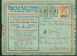 V6911 ITALIA 1923 REGNO B.L.P. 20 C. I Tipo (Sass. 7)  Su Busta Lettera Postale Della Serie Nazionale Da Firenze  15.I.1 - BM Für Werbepost (BLP)