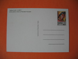 Entier Postal Polynésie Française 1984 N°1CP Tableau De M. G. Bovy Artiste Vivant En Polynésie à Voir - Interi Postali