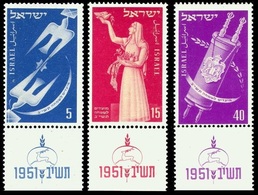 1951	Israel	63-65	Joyous Festivals 5712		5,00 € - Gebruikt (met Tabs)