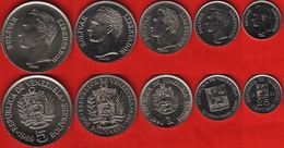 Venezuela Set Of 5 Coins: 25 Centimos - 5 Bolivares 1989-1990 UNC - Venezuela