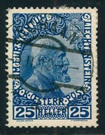 1912, 25 Heller Franz Josef, Normales Papier Gestempelt "SCHAAN 3,II,12" - Gebraucht