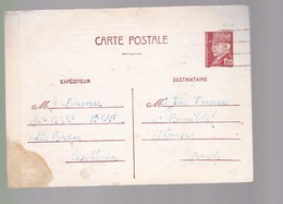 Entier Postal 1,20 F  Type Petain  515-CP1   Gironde Pour Casablanca  1942 - Standard Covers & Stamped On Demand (before 1995)