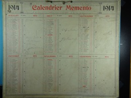 Calendrier Memento 1914 Sur Carton 2 Faces (Format : 42,5 Cm X 34,5 Cm) - Groot Formaat: 1901-20