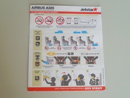 Airlines Jetstar A320 Airbus Onboard Safety Information Card (#3) - Consignes De Sécurité