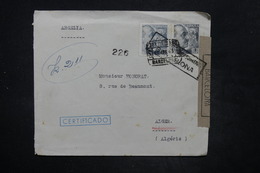 ESPAGNE - Enveloppe En Recommandé De Barcelone Pour Alger En 1943 Avec Censure - L 26590 - Bolli Di Censura Nazionalista