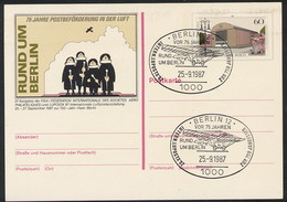 GERMANIA BERLINO - 75 JAHRE LUFT RUND UM BERLIN - Cartes Postales Privées - Oblitérées