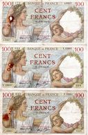 8 Billets De 100 Fr De Sully En état Moyen - - 100 F 1939-1942 ''Sully''