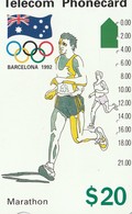 TARJETA TELEFONICA DE AUSTRALIA, BARCELONA 1992 - Marathon (91045-4-2). AUS-M-053a. (103) - Jeux Olympiques