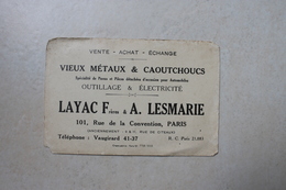 Carte Layac Frères Et A Lesmarie . Vieux Métaux Et Caoutchouc Pneus Et Pièces Automobiles . Paris - Algemene Zegels