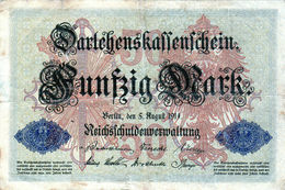 Billet Allemand De 50 Mark Du 5-8-1914- 6 Chiffres Rouge P - N° 624277 En T B - 50 Mark