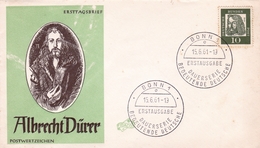 FDC Albrecht Dürer Bonn Deutschland 1961 Peintre Peinture - Gravuren