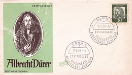 FDC Albrecht Dürer Bonn Deutschland 1961 Peintre Peinture - Gravures