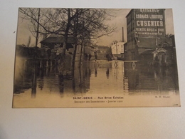 SAINT DENIS, CPA, Rue Brise Echalas , Animée , Inondation, 1910 - Le Blanc-Mesnil