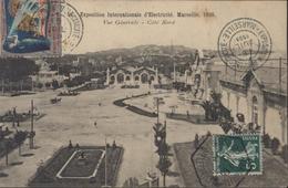 CPA Exposition Internationale D'Electricité Marseille 1908 CAD Concordant 19 Juil 1908  + Hexagonal + Vignette YT 137 - 1877-1920: Période Semi Moderne