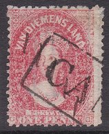 Classic Tasmania 1d Perf 12.5 Part Boxed CANCELLED Handstamp. - Gebraucht