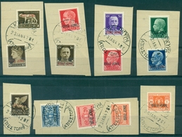 V6978 ITALIA OCCUPAZIONI 1942 ISOLE IONIE Collezione Completa Delle Emissioni Generali (13 Valori) Su Frammenti Con Annu - Ionische Inseln