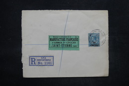 LEVANT BRITANNIQUE - Enveloppe En Recommandé De Constantinople Pour St Etienne En 1923 , Affr. Plaisant - L 26750 - British Levant