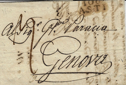 1810- Lettre De 106 / ASTI ( Le Marengo ) 21 Mm Noir Pour Genova ( Arrivée 24 Mars Au Dos ) - 1792-1815: Dipartimenti Conquistati