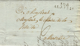 1809  -lettre De  108 / ALASSIO ( Le Montenotte ) 33 Mm Noir  Pour Marseille - 1792-1815: Dipartimenti Conquistati