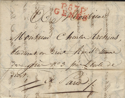 1809- Lettre De P.87.P. / GENES ( GÊNES ) 27 Mm Rouge Pour Paris - 1792-1815: Veroverde Departementen