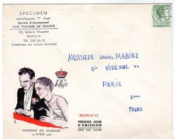 Enveloppes 1er Jour De Monaco émission Du Mariage Le 19 Avril 1956 - Timbre Luxembourg - - Lettres & Documents