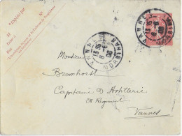 1906 - ENVELOPPE ENTIER POSTAL SEMEUSE 125X94 De VANNES (MORBIHAN) - Enveloppes Types Et TSC (avant 1995)