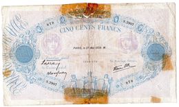 Billet De 500 Francs Bleu Et Rose Le 27-05-1938  En B - - 500 F 1888-1940 ''Bleu Et Rose''