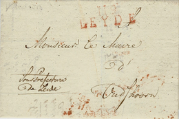 1813- Lettre De 119 / LEYDE (les Bouches La Meuse ) 34 Mm Rouge + " SousPréfet /de Leyde " Manuscrit - 1792-1815: Départements Conquis