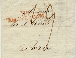 1812- Lettre De 11/ ROTTERDAM ( Les Bouches De La Meuse  ) 47 Mm Rouge  To Paris - ...-1852 Voorlopers