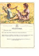 Télégramme Illustré B 11 (F) - Mère Et Enfant Cueillant Des Fleurs - Sellos Telégrafos [TG]