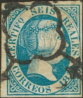 º10. 1851. 6 Reales Azul. MAGNIFICO. Cert. CEM. - Andere & Zonder Classificatie