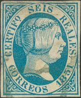 º10. 1851. 6 Reales Azul (leve Reparación). MAGNIFICO. - Autres & Non Classés