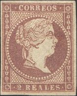 (*)46. 1855. 2 Reales Violeta. Ligero Pliegue Vertical. MAGNIFICO. - Sonstige & Ohne Zuordnung