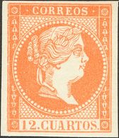 **NE1. 1855. 12 Cuartos Naranja (2ª Tirada). NO EMITIDO. MAGNIFICO. - Autres & Non Classés