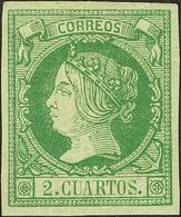 *51. 1860. 2 Cuartos Verde. MAGNIFICO. Cert. CEM. - Andere & Zonder Classificatie