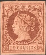 54M. 1860. 19 Cuartos Castaño. Color Espectacular Y Márgenes Enormes, Muy Pocos Ejemplares Se Conocen En Esta Excepciona - Sonstige & Ohne Zuordnung