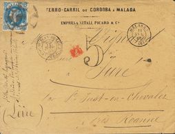 Sobre 59. 1863. 12 Cuartos Azul. Carta Con El Membrete FERROCARRIL DE CORDOBA A MALAGA EMPRESA VITALI, PICARD AND Cª De  - Autres & Non Classés