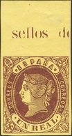 **61. 1862. 1 Real Castaño, Borde De Hoja Con Leyenda. PIEZA DE LUJO. - Andere & Zonder Classificatie