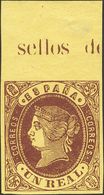 **61. 1862. 1 Real Castaño, Borde De Hoja Con Leyenda. PIEZA DE LUJO. - Sonstige & Ohne Zuordnung
