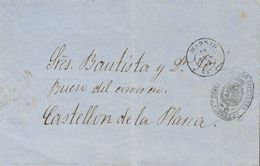 Sobre . 1863. MADRID A CASTELLON. Marca De Franquicia CONGRESO DE LOS DIPUTADOS / (CORREO), En Negro. MAGNIFICA Y RARA. - Andere & Zonder Classificatie