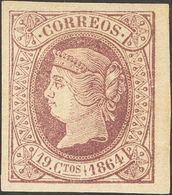 *66. 1864. 19 Cuartos Violeta, Borde De Hoja. Impresión Muy Nítida. PIEZA DE LUJO. - Andere & Zonder Classificatie