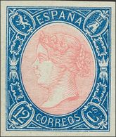 *70. 1865. 12 Cuartos Azul Y Rosa. Excepcionales Márgenes. PIEZA DE LUJO. Cert. EXFIMA. - Sonstige & Ohne Zuordnung