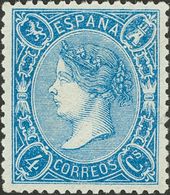 (*)75. 1865. 4 Cuartos Azul. PIEZA DE LUJO. - Sonstige & Ohne Zuordnung