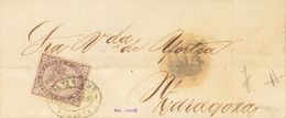 Sobre 98. 1869. 50 Mils Violeta. PERALTA (NAVARRA) A ZARAGOZA. Matasello Especial Oval CARTERIA DE / PERALTA, En Azul. M - Otros & Sin Clasificación