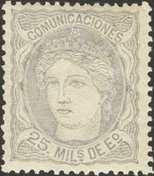 *106. 1870. 25 Mils Lila Pálido. Excelente Centraje. MAGNIFICO. - Other & Unclassified