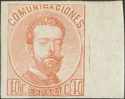 *125s. 1872. 40 Cts Castaño, Borde De Hoja. SIN DENTAR. MAGNIFICO. Edifil 2019: +151 Euros - Other & Unclassified