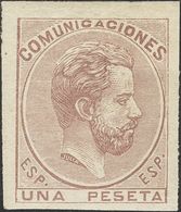 *127s. 1872. 1 Pts Lila (enormes Márgenes). SIN DENTAR. MAGNIFICO. Edifil 2019: 265 Euros - Autres & Non Classés